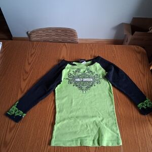 Harley-Davidson Green and Black Long Sleeve Shirt